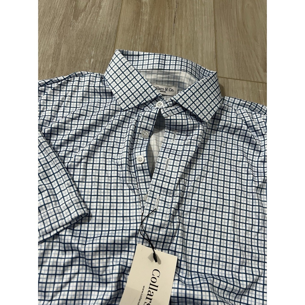 Collars and Co  Collar Polo Check  Pattern Size M Blue.